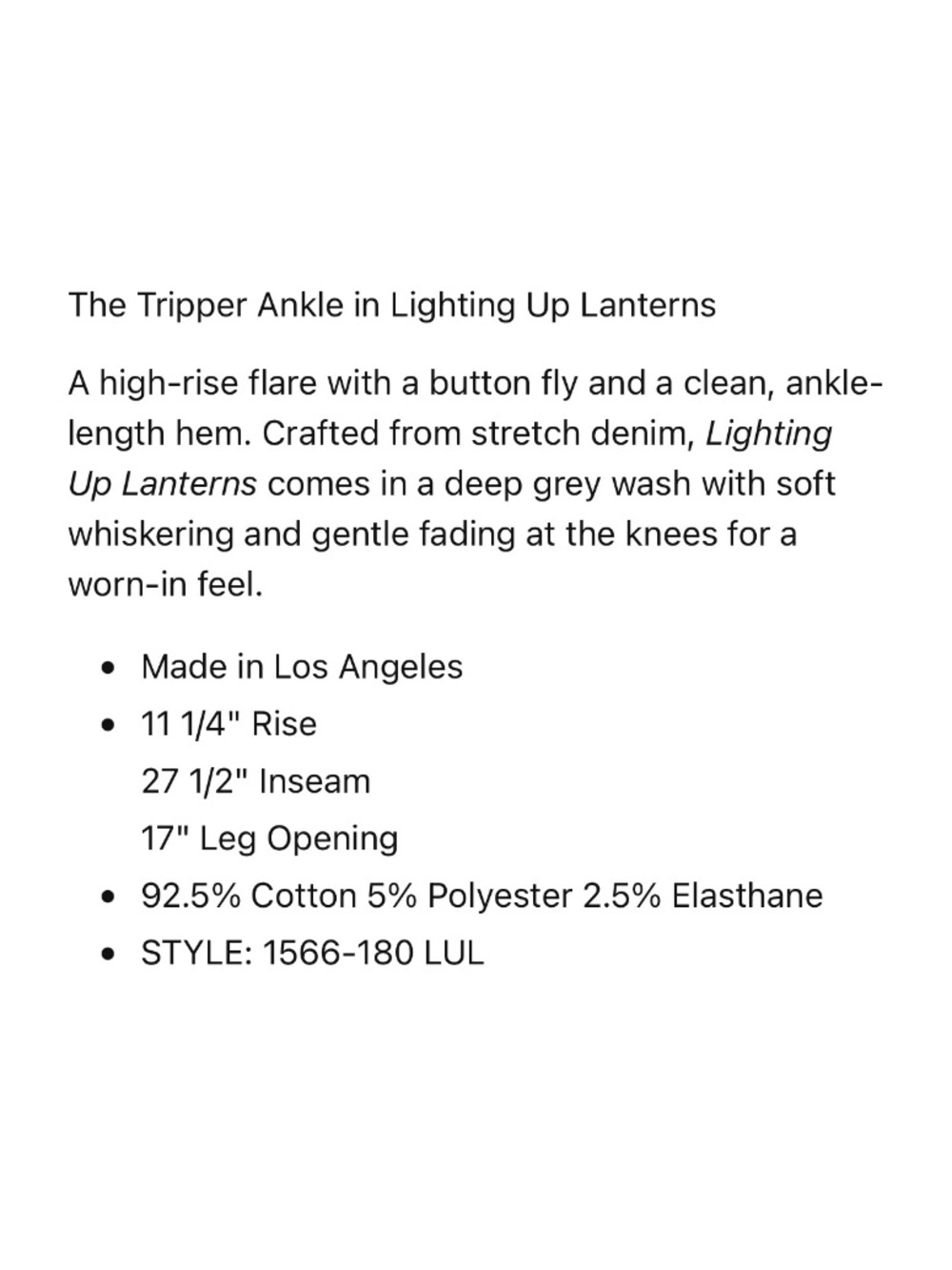 MOTHER Tripper Ankle High Waisted Lighting Up Lanterns Dark Grey Washed Black 24 - Picture 14 of 15